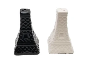 Eiffel Tower Salt and Pepper shaker black and white 3" tall - 2 sets (4 pieces) - Picture 1 of 3