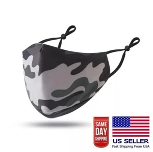 Camouflage Gray Face Mask Washable Adjustable Hunting Military US Seller Fast N - Picture 1 of 10