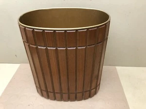 Vintage MCM Holzlatten Metall Mülleimer Abfalleimer - siehe alle Bilder - Bild 1 von 11