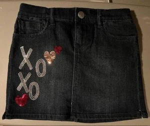 Gap Kids Valentine's Day XOXO Sequin Sparkle Heart Denim Mini Skirt 10 Yrs. - Picture 1 of 1