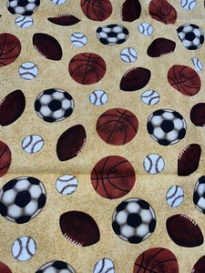 3 Yds Play Ball Jill Webster Clothworks Fabric Sports - Picture 1 of 5