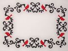 Cardinal bird of wrought iron filigree Embroidered quilt label customize message