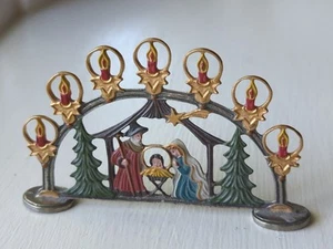Belén Vela Arco Peltre Alemán Decoración Navidad Alemania Difícil de Encontrar 3.5" - Imagen 1 de 12
