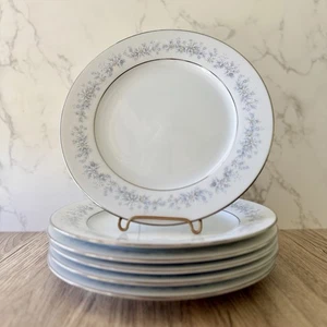 Noritake Marywood 8 1/4" Salad or Dessert Plates (Set of 6) Blue Flowers 2181 - Picture 1 of 4