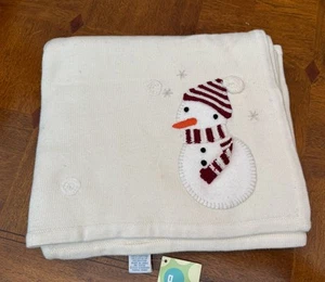 Vintage HTF Gymboree Baby Snowman Knit Blanket Boy Girl Winter Holiday Cream NWT - Picture 1 of 4