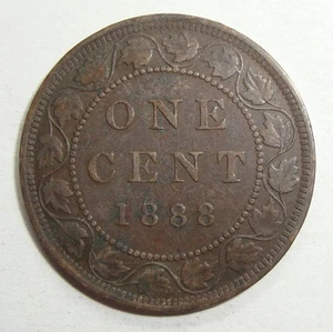 1888 CANADA ONE 1 CENT VICTORIA LARGE PENNY COIN - Picture 1 of 3
