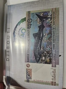 Djibouti 2017 Commemorative Independence 40 Francs UNC Whale Shark Banknote - Picture 1 of 4