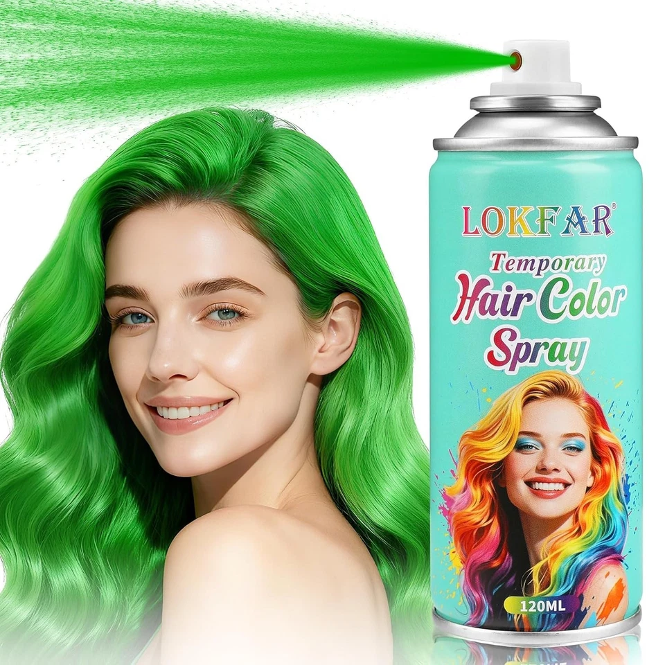 Spray de color de cabello verde spray temporal para mujeres hombres tinte pintura cera Foto 1 de 4