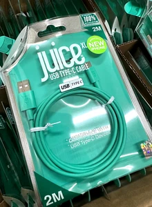 Juice New USB Type-C 2meter Charge & Sync Cable USB-C Aqua iPhone 15 + Samsung - Picture 1 of 5