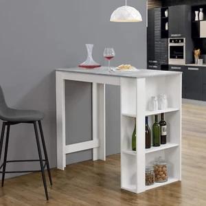 Bancone Tavolo Alto Da Bar 120 X 60 X 105,5 Cm Penisola Cucina Con 3 Ripiani - B - Foto 1 di 7
