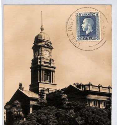 NEW ZEALAND Postcard *Wellington Town Hall* Real Photo 1928 Rotterdam PJ77 - Image 1 of 4