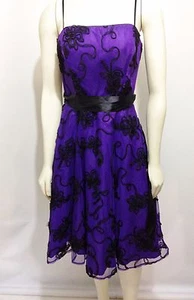 Josh Jazz 5/6 Black Purple Spaghetti Strap Prom Party Dress Crinoline Petticoat - Picture 1 of 6