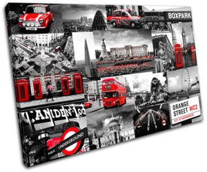 London Collage Red City LEINWAND WANDBILD Bild Druck VA - Bild 1 von 1