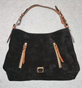 Dooney & Bourke Leather Suede Cooper Hobo Large Handbag Shoulder Bag Tote Black  - Picture 1 of 9