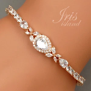 Kubisches Zirkonia Tennisarmband rosévergoldet klar Frauen Hochzeitsgeschenk 552 - Bild 1 von 6