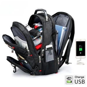 Mochila duradera para computadora portátil de 17 pulgadas bolsa de viaje 45L bolsa para libros universitarios puerto de carga USB - Imagen 1 de 16