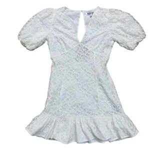 Walter Baker Size 2 Cutout Lace Caroline Mini Dress Ivory Puff Sleeve NWT $298 - Picture 1 of 7