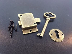 Grandfather Clock Door Lock Key Set Antique Finish  - Picture 1 of 9