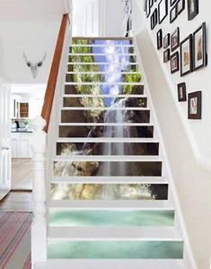 3D Wasserfall Pool 438 Treppenstufen Dekoration Fototapete Vinyl Aufkleber Tapete - Bild 1 von 5