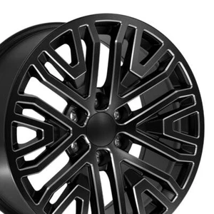20 inch Milled Black 5906 Rims Set(4) fit Chevy Silverado Tahoe Suburban RST - Picture 1 of 5
