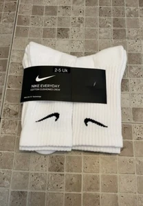 Nike Everyday White Cushioned Cotton Crew Socks Gift Present Small Kids Birthday - Picture 1 of 6