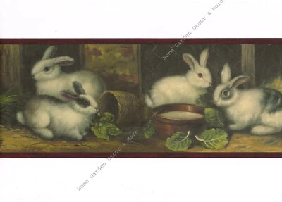 Borde de papel tapiz marrón conejo blanco toscano Toscana Foto 1 de 2