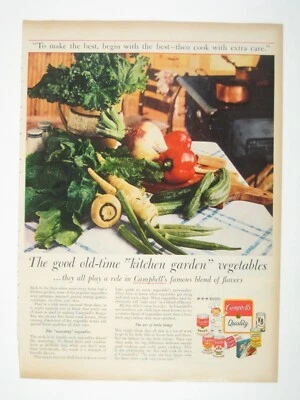 Vintage 1950 Campbells Sopa Cozinha Jardim Legumes Impressão Anúncio Decoração de Cozinha - Imagem 1 de 2