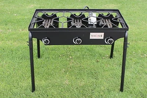 Estufa CONCORD con soporte para exteriores triple quemador con cabezales de quemador planos plegados - Imagen 1 de 9