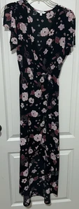 Candie's Floral V-Neck Maxi Dress M | Slit Skirt Romper Lined Boho Festival - Picture 1 of 15