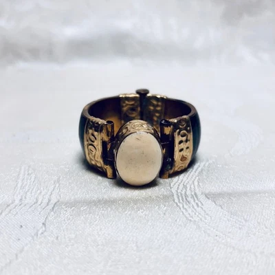 PULSERA niño latón cuerno negro hueso blanco bovino muy diminuta 5" circunferencia Foto 1 de 4