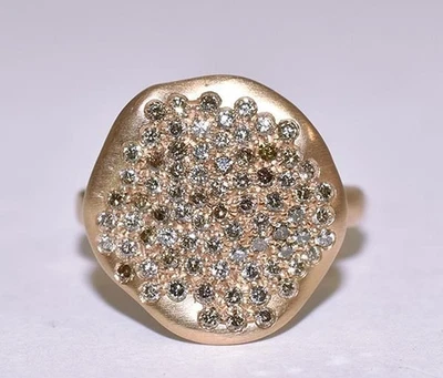 Anillo Antonini Aniversario Marrón Pavé Diamante Oro Rosa 18k Acabado Mate Diseñador Foto 1 de 4