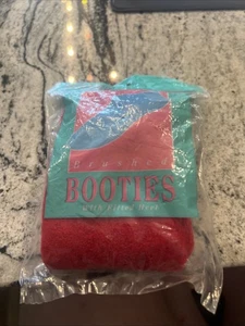 Vintage Brushed Booties Cozy Socks Red 9-11 NIB NOS - Picture 1 of 4