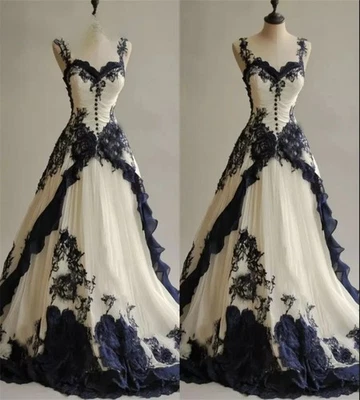 Фэнтезийные готические свадебные платья черные цвета слоновой кости сказочные викторианские свадебные средневековые - Изображение 1 из 4