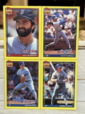 Неразрезанные бейсбольные карточки 1991 Topps 40 лет Нолан Райан / Робин Йонт / Джефф Рирдон - Изображение 1 из 4