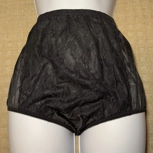 NUEVO SIN ETIQUETAS Vanity Fair De Colección Negro Todo Nylon Antron III Transparente y Encaje Abuela Bragas S/5 - Imagen 1 de 6