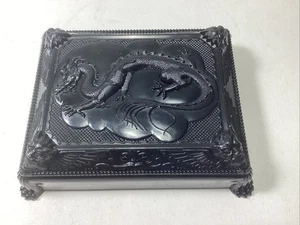 Custodia per carte da gioco vintage c1940 coperchio drago, angoli testa di demone. CRUVER-CHICAGO - Foto 1 di 13