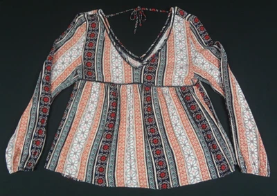 CAMISA BLUSA MUJER ABERCROMBIE & FITCH GEOMÉTRICA FLORAL MANGA LARGA MEDIANA L45 Foto 1 de 4