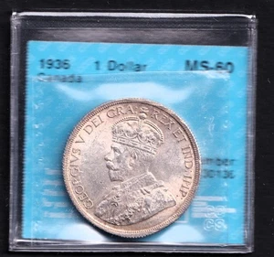 Canada 1936 $1 One Dollar Silver Dollar Coin CCCS Graded MS-60 Uncirculated - Picture 1 of 2