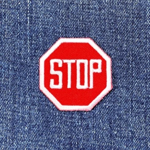 Stop Sign Applique Patch - Embroidered Road Sign Badge 1.5" (Iron On) - Picture 1 of 2