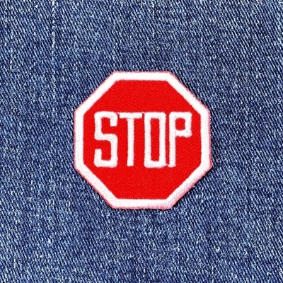 Stop Sign Applique Patch - Embroidered Road Sign Badge 1.5" (Iron On) - Image 1 of 2