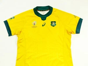 RUGBY SHIRT AUSTRALIA WALLABIES WORLD CUP 2019 ASICS HOME PLAYER GEAR JERSEY XXL - Picture 1 of 6