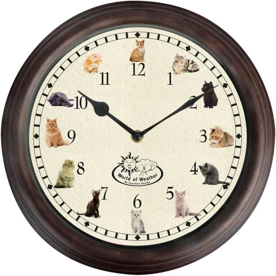 Reloj de Pared Esschert Design Cat Sounds - Reloj Maullado Redondo a Batería para Gatos Foto 1 de 1