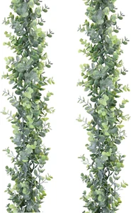 Faux Eucalyptus Garland Plant, 2 Pack Artificial Vines Hanging Eucalyptus Leaves - Picture 1 of 12