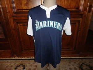 Blue Majestic Seattle Mariners Polyester MLB Jersey Shirt Adult L Very NICE - Picture 1 of 7