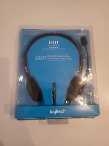 Logitech H111 Stereo Headset mic NEW SEALED - laptop computer smartphone tablet - Picture 1 of 6