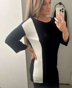 NWT Eileen Fisher Size Small Black White 3/4 Sleeve Tunic - Picture 1 of 6