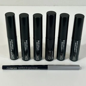6 mascaras CLINIQUE High Impact #01 noir 0,14 oz taille voyage + Quickliner intense - Photo 1/6