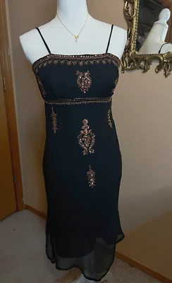 Vestido de Colección La Belle Adornado con Cuentas Baile de graduación Medio Y2K Lentejuelas Cabrichoso Hada Talla 3 Foto 1 de 4
