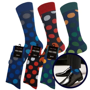 1-3 Dress Socks Polka Dot Multicolor Socks Cotton Size 10-13 FIRST QUALITY - Picture 1 of 10