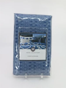 HOTEL COLLECTION Imperial 2 Euro Pillowshams Blue Geometric 100% Pima Cotton - Picture 1 of 2